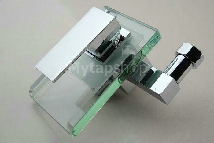 Contemporary Waterfall Tub Tap with Glass Spout (Wall Mount)T0818W