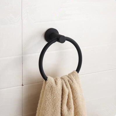 Black Featured Rubber Paint Bathroom Accessory Round Towel Ring BG068R