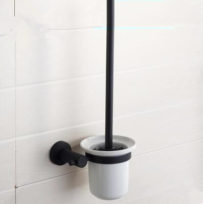Black Featured Rubber Paint Bathroom Accessory Toilet Brush Holder BG089R