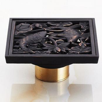 Antique 4 Inch Brass Black Bronze Floor Drain FD023
