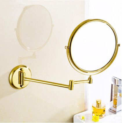 Folding cosmetic mirror 8 inch brass Continental antique gold-plated bathroom mirror scalable MB002