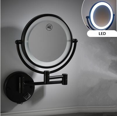 Black Bronze Brass Wall Mounted Bathroom Magnifying Glass Cosmetic Mirror MB254