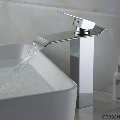 Contemporary Brass Bathroom Sink Tap - Chrome Finish (Tall) TQ3002H