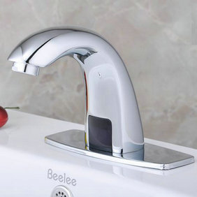 Contemporary Automatic Sensor Bathroom Sink Tap with Escutcheon Plate - T0101