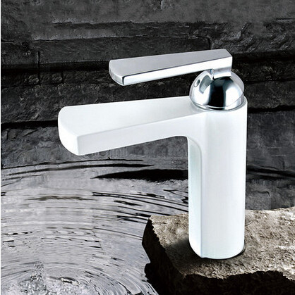 New Brass High Quality Bathroom Mixer Tap White Waterfall Tap T1020W