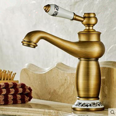 Antique Brass Mixer Water Bathroom Sink Tap T1120C