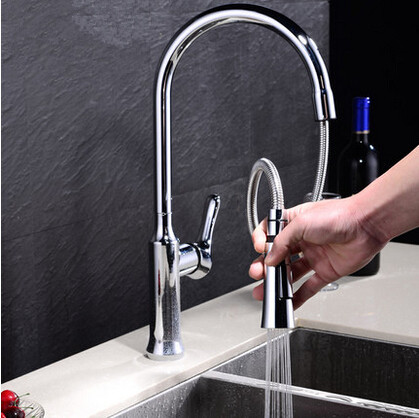 Fashion Art New Pull Out Kitchen Tap Brass Rotatable Mixer Tap T228PH