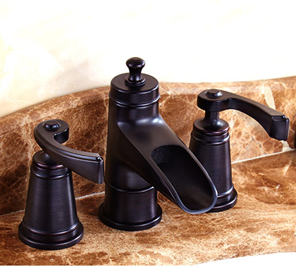Antique Black Bronze Brass Three-pieces Bathroom Sink Tap T2653H