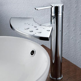 Contemporary Brass Bathroom Sink Tap - Chrome Finish T6007