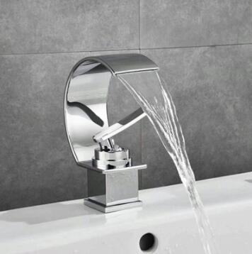 Bathroom Basin Tap Chrome Finished Brass Waterfall Tap TA1356