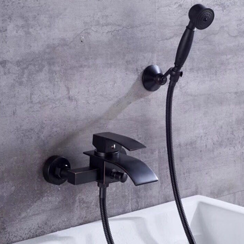 Black Bronze Brass Waterfall Mixer Bathroom Bathtub Tap With Hand Shower TB0400