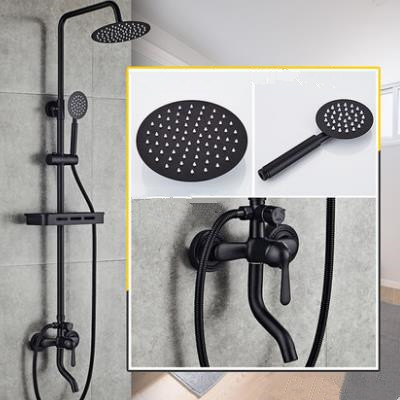 Antique Black Baking Finished Brass Bathroom Waterfall Shower Tap Set TFB0198