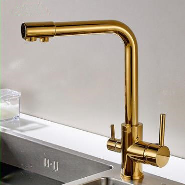 Antique Golden Printed Three Way Drinking Water Kitchen Sink Tap TG0172