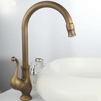 Antique Brass Finish One Hole One Handle Cold and Hot Water Rotatable Kitchen Tap TP8801A