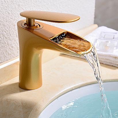 New Special Golden Waterfall Mixer Bathroom Sink Tap TS9960