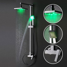 Contemporary Color Changing LED Shower Tap with 8 inch Shower Head Hand Shower - SF001