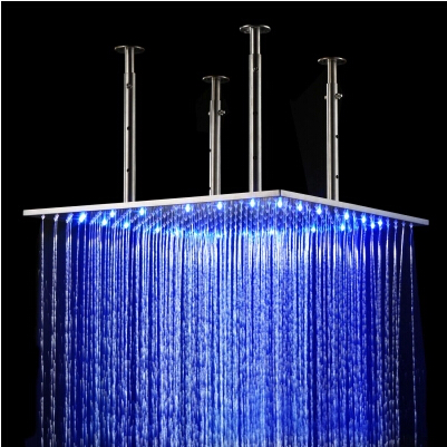 Contemporary 20 inch Stainless Steel Color Changing LED Light Shower Head - HS16G