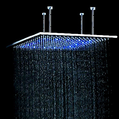 Contemporary 24 inch Stainless Steel Color Changing LED Light Shower Head - HS24F
