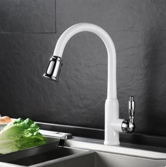 Best Quality Brass White Painted Kitchen Pull Out Sink Tap TB3013 - Click Image to Close