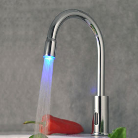Contemporary Sensor Tap Automatic Touchless Chrome LED Kitchen Tap T0108F