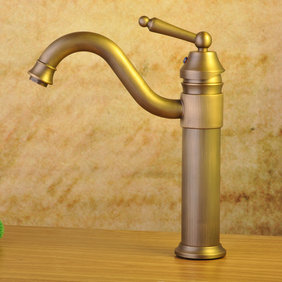 Antique Brass Single Handle Centerset Bathroom Sink Tap T0404A
