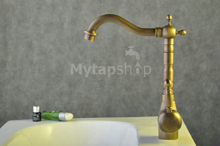 Antique Brass Single Handle Centerset Bathroom Sink Tap T0407A - Click Image to Close