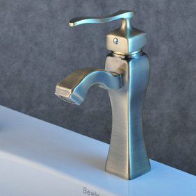 Solid Brass Bathroom Sink Tap - Nickel Brushed Finish T0410N