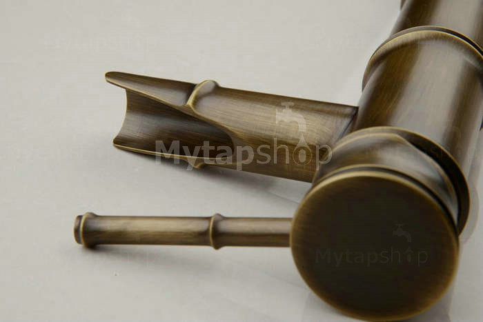 Antique Bronze Waterfall Bamboo Shape Design Single Handle Bathroom Sink Tap T0417 - Click Image to Close
