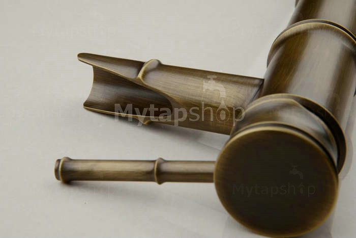 Antique Bronze Waterfall Bamboo Shape Design Single Handle Bathroom Sink Tap T0417