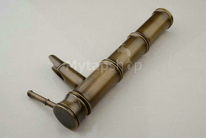 Antique Bronze Waterfall Bamboo Shape Design Single Handle Bathroom Sink Tap T0417 - Click Image to Close