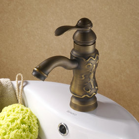 Antique Solid Brass Centerset Bathroom Sink Tap (Antique Copper Finish)T0425A