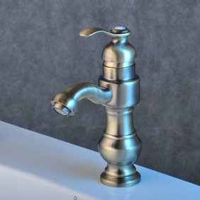 Solid Brass Bathroom Sink Tap - Nickel Brushed Finish T0427N