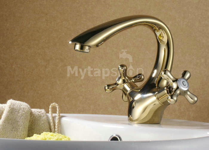 Antique Brass Centerset Two Handles Bathroom Sink Tap T0429G
