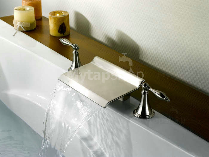 Nickel Brushed Waterfall Widespread Bathtub Tap T0476