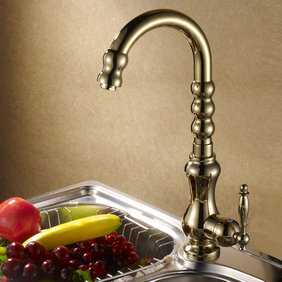 Contemporary Ti-PVD Finish Solid Brass Centerset Kitchen Tap T0477A
