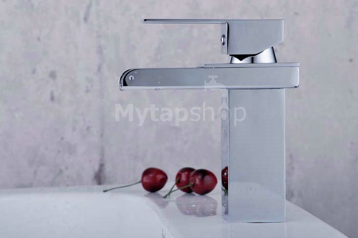 Contemporary Single Handle Chrome Waterfall Bathroom Sink Tap - T0510