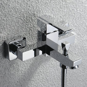 Contemporary Single Handle Wall Mount Bathtub Tap T0512W - Click Image to Close