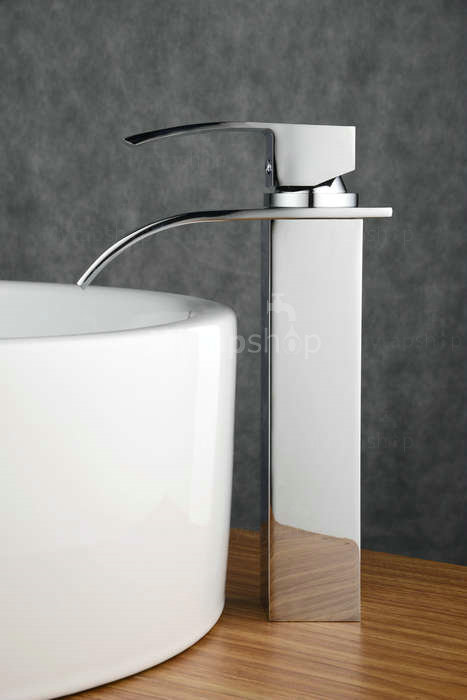 Contemporary Brass Waterfall Bathroom Sink Tap Tall T0517H