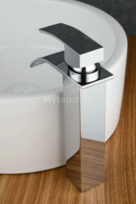Contemporary Brass Waterfall Bathroom Sink Tap Tall T0517H - Click Image to Close