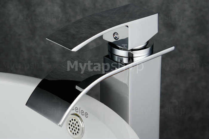 Contemporary Brass Waterfall Bathroom Sink Tap Tall T0517H