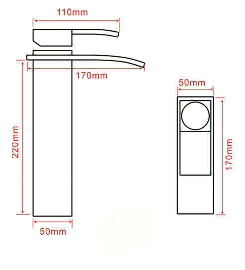 Contemporary Brass Waterfall Bathroom Sink Tap Tall T0517H - Click Image to Close