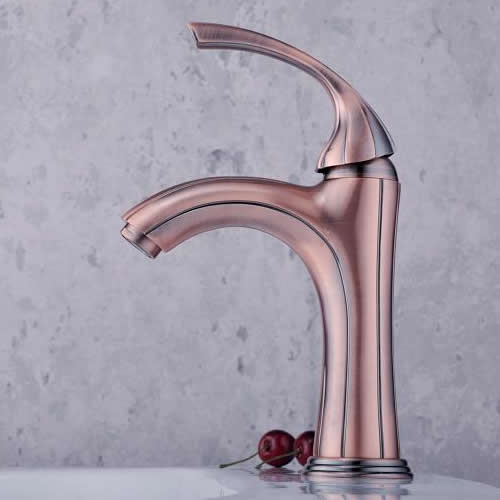 Classic Solid Brass Bathroom Sink Tap - Antique Copper Finish T0519B - Click Image to Close