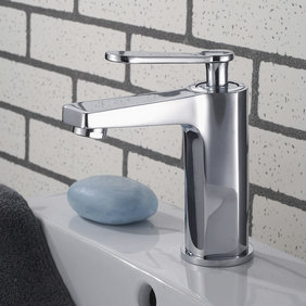 Chrome Finish Solid Brass Contemporary Centerset Bathroom Sink Tap T0521 - Click Image to Close