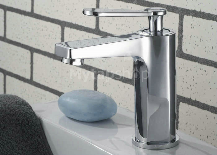 Chrome Finish Solid Brass Contemporary Centerset Bathroom Sink Tap T0521 - Click Image to Close