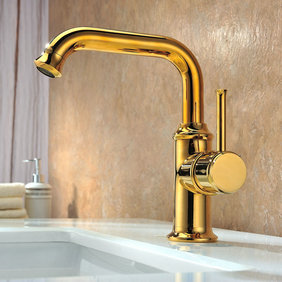 Contemporary Ti-PVD Finish Solid Brass Bathroom Sink Tap T0534G