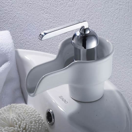 Waterfall Bathroom Sink Tap with Ceramic Spout T0538 - Click Image to Close