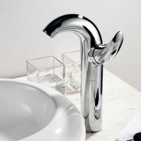 Contemporary Centerset Chrome Finish Bathroom Sink Tap Tall T0548H