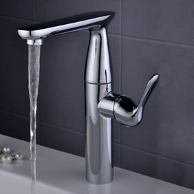 Contemporary Centerset Chrome Finish Bathroom Sink Tap T0551