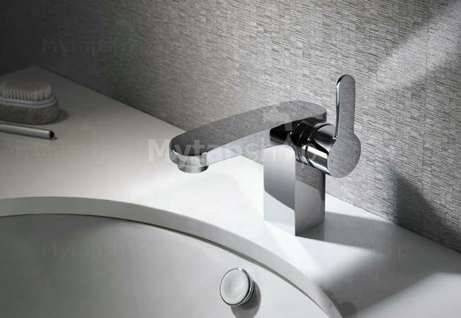 Contemporary Solid Brass Single Handle Bathroom Sink Tap Chrome Finish T0558 - Click Image to Close