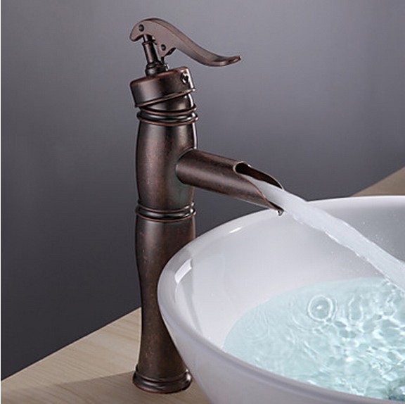 Vintage Centerset Antique Copper Finish Single Handle Brass Bathroom Sink Tap T0599GH - Click Image to Close